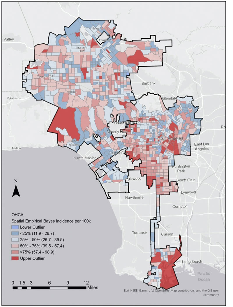 بررسی آمار استفاده از دستگاه شوک خودکار در لس آنجلس، آمریکا